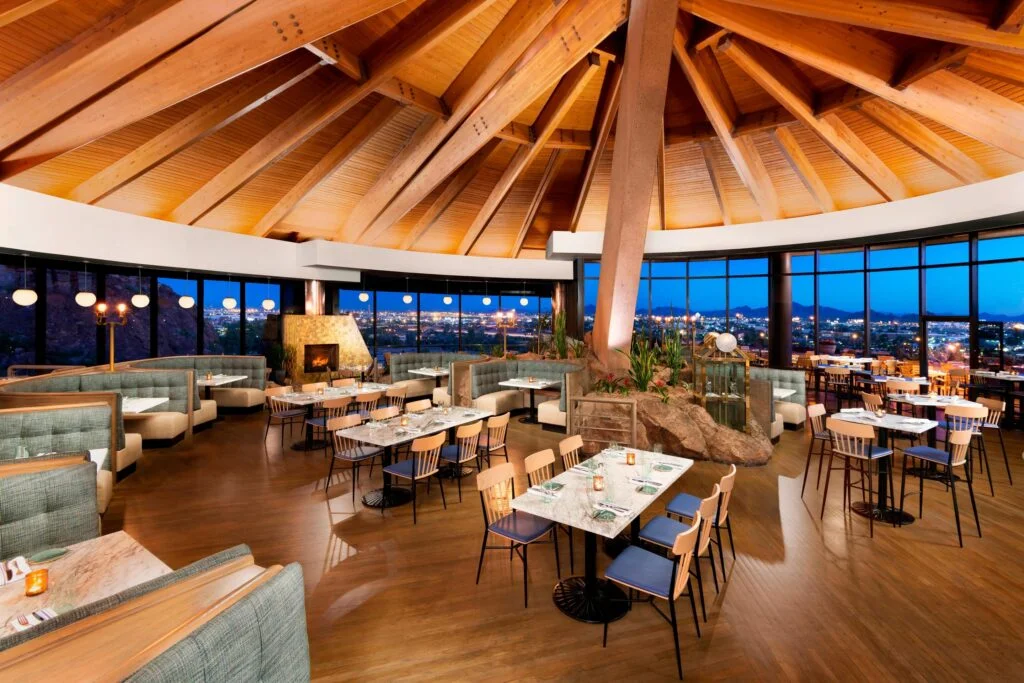 Top of the Rock - <a href="https://www.marriott.com/en-us/hotels/phxtm-marriott-phoenix-resort-tempe-at-the-buttes/dining/top-of-the-rock-restaurant/">Photo Source</a>